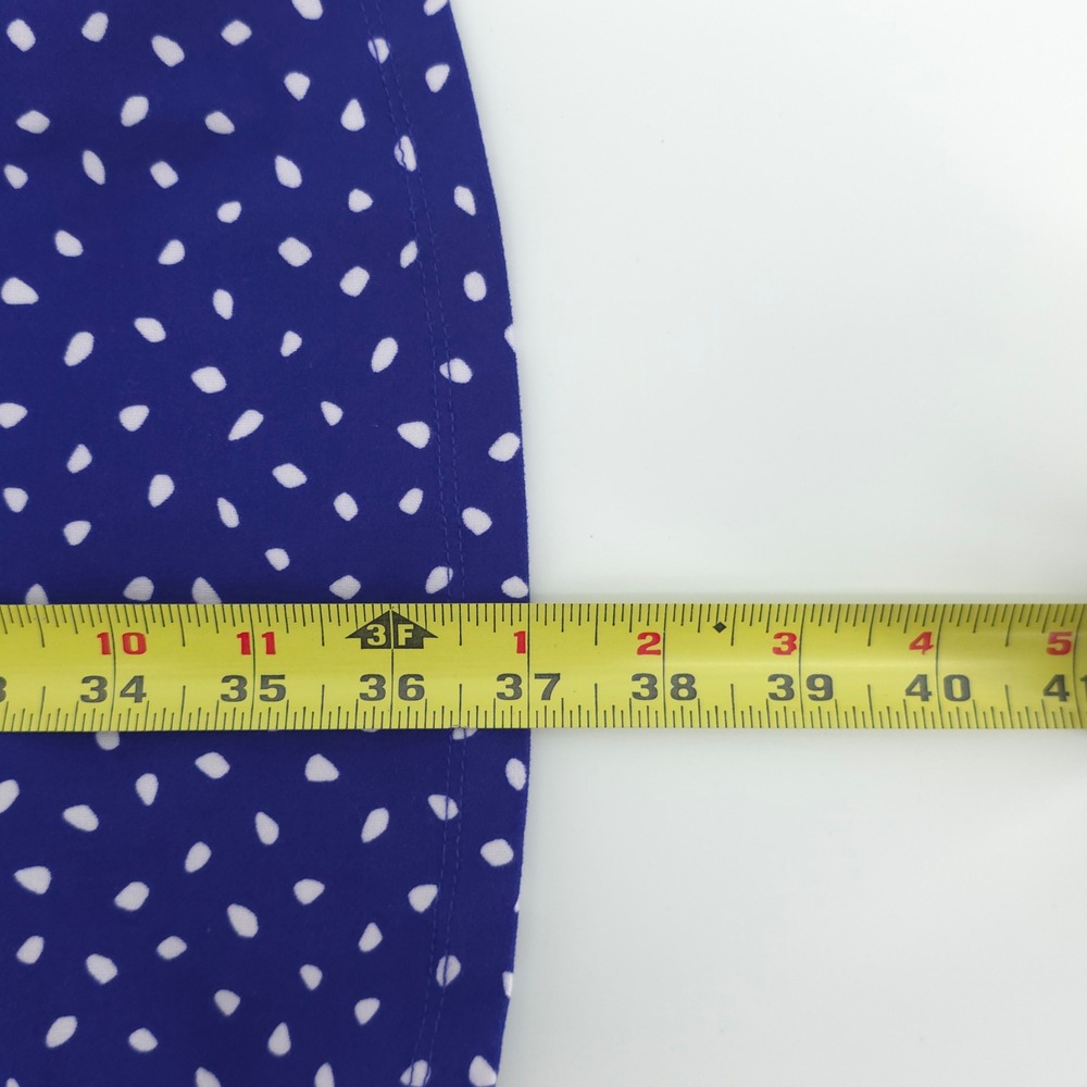 French Grey Women Dress M Blue White Polka Dot V-Neck‎ Sleeveless Fit Flare - Picture 9 of 10